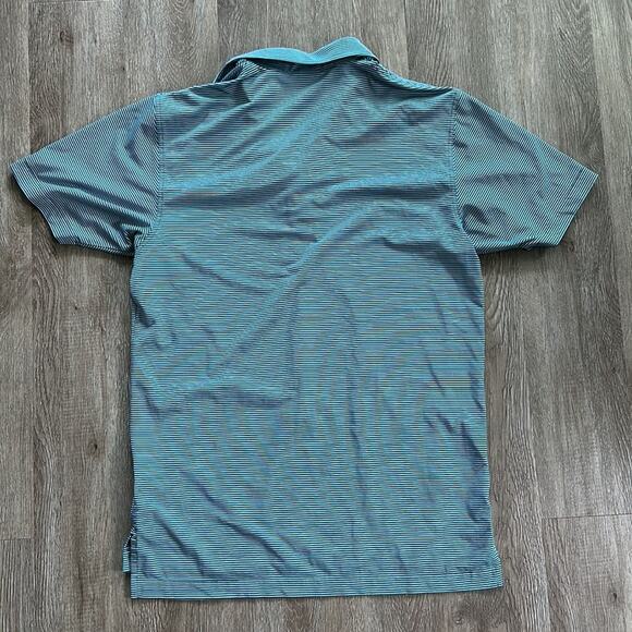 Dunning Golf Performance Polo Teal & Blue Striped Medium - Picture 5 of 5